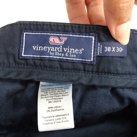Vineyard Vines Navy Blue Stretch Chino Pants Men Size 38 X 30  Flat Front 1P1290 - Picture 6 of 14